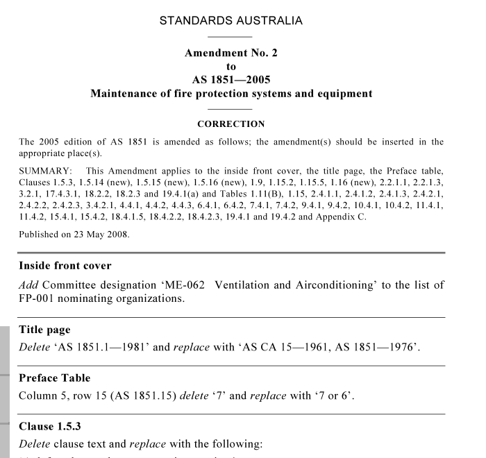 AS 1851 pdf download – Amendment No. 2 to AS 1851—2005 Maintenance of fire protection systems and equipment