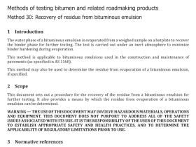 AS 2341.30 pdf download – Methods of testing bitumen and related roadmaking products Method 30: Recovery of residue from bituminous emulsion