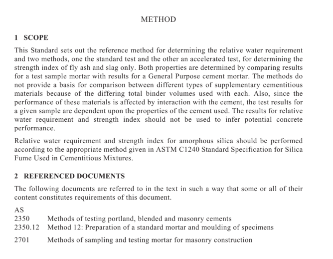 AS 3583.6 pdf download – Methods of test for supplementary cementitiousmaterials Method 6: Determination of relative waterrequirement and strength index