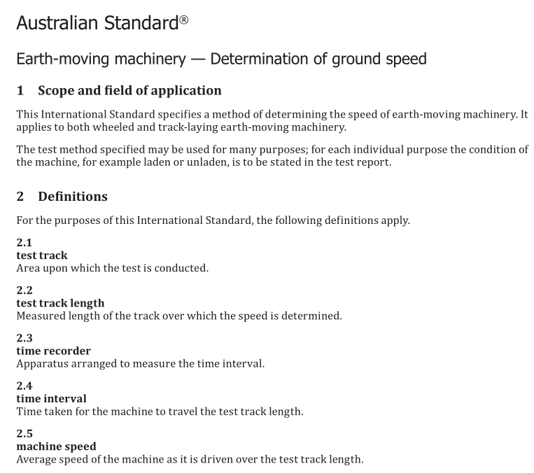 AS ISO 6014 pdf download – Earth-moving machinery — Determination of ground speed
