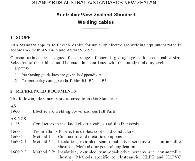 AS NZS 1995 pdf download – Welding cables