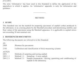 AS NZS 2891.5 pdf download – Methods of sampling and testing asphalt Method 5: Compaction of asphalt by Marshall method and determination of stability and flow— Marshall procedure