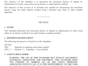 AS NZS 2891.7.1 pdf download – Methods of sampling and testing asphalt Method 7.1: Determination of maximum density of asphalt—Water displacement method