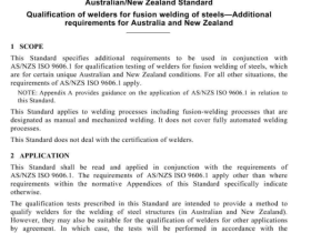 AS NZS 2980 pdf download – Qualification of welders for fusion welding of steels-Additional requirements for Australia and New Zealand